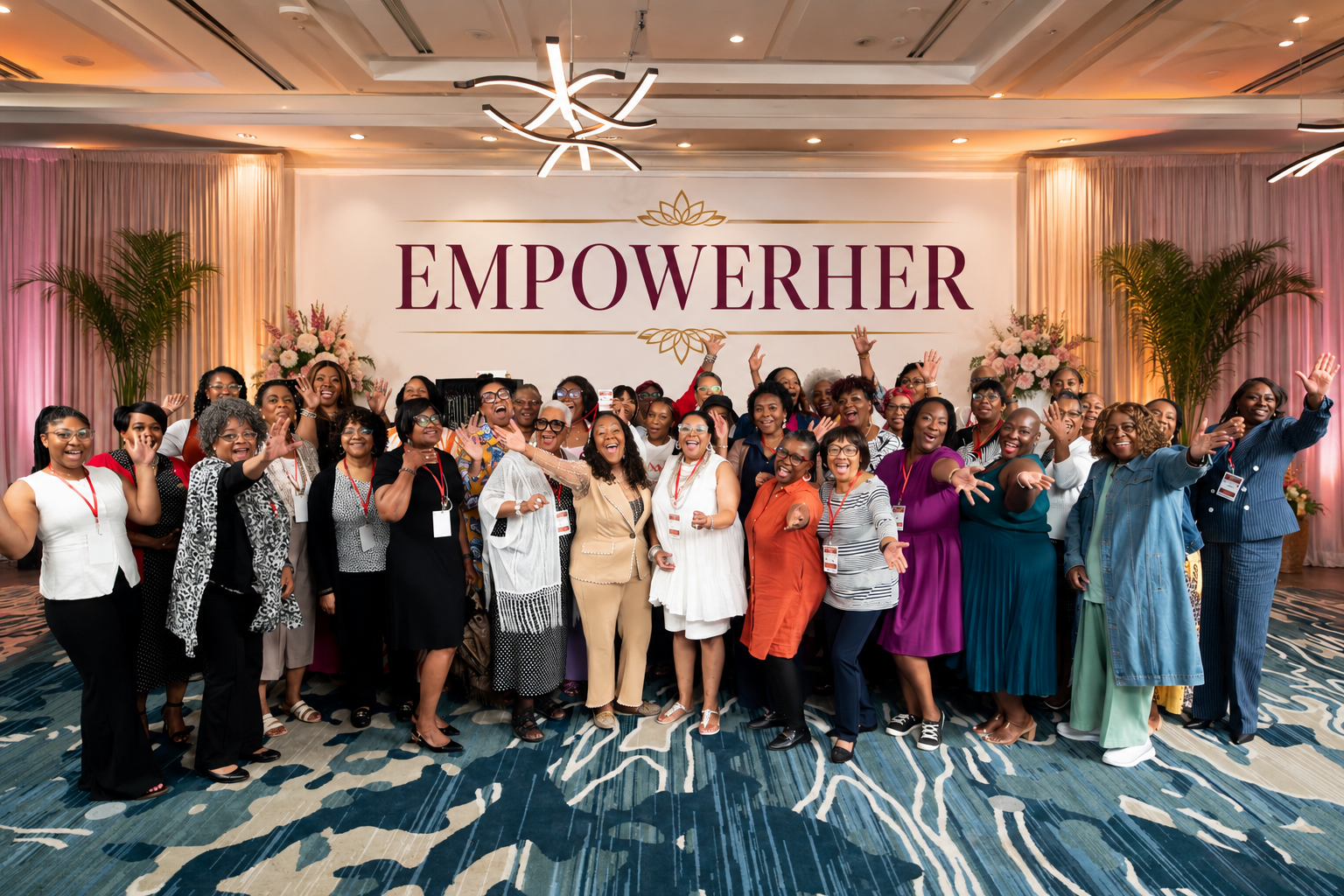 Women embracing inside the Summit room